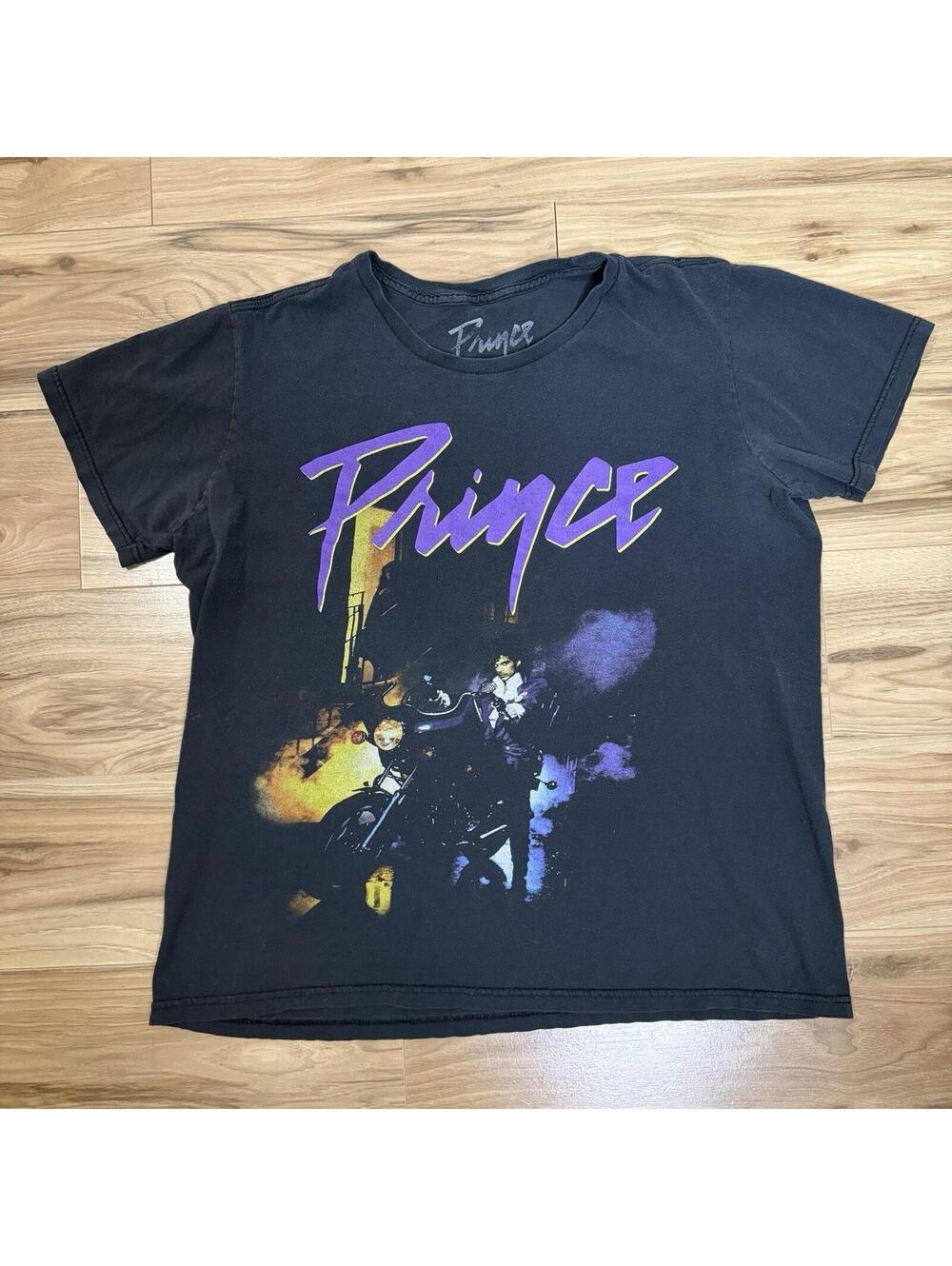 Prince Purple Rain Official Estate Graphic Tee Black Faded Size L